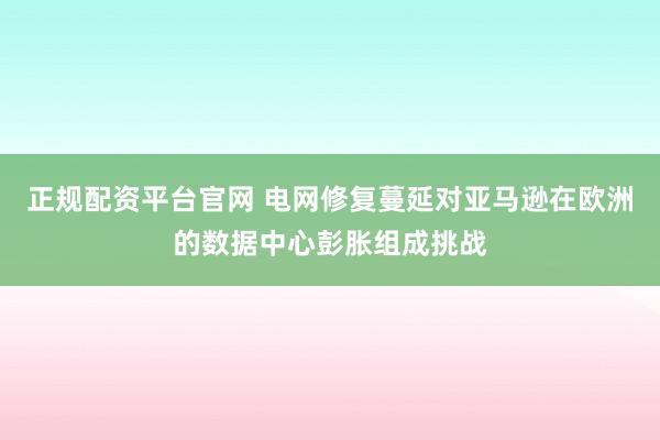 正规配资平台官网 电网修复蔓延对亚马逊在欧洲的数据中心彭胀组成挑战